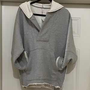 FP Movement by Free People Gray Hoodie with Cream Sherpa Lining